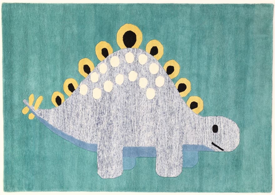 Kinderteppich 245x171 cm in sanftem Grün, handgeknüpft, Orientteppich