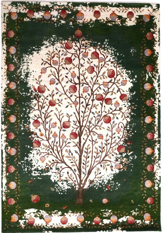 Loribaft-Teppich 245x171 cm mit Granatapfelbaum – handgeknüpft