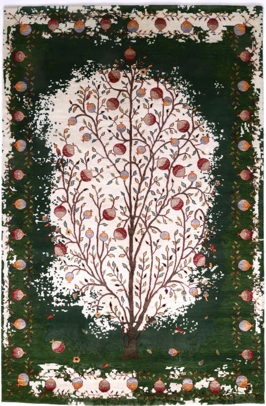 Loribaft-Teppich 303x197 cm: Granatapfelbaum, 200.000 Knoten - handgeknüpft