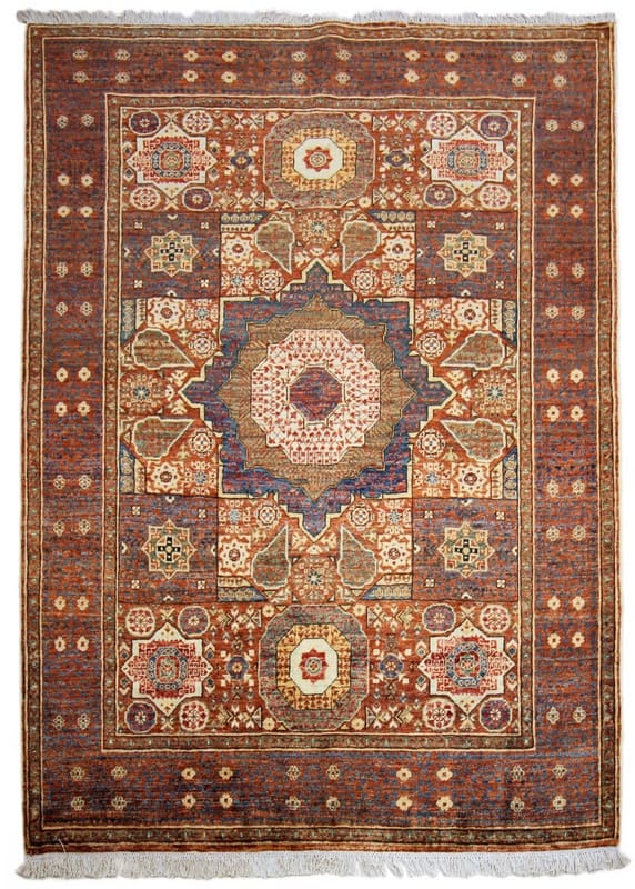 Mamluk Teppich 198x155 cm – Antiklook, handgeknüpft, Orientteppich