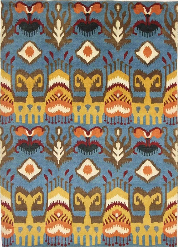 MODERN-IKAT Orientteppich 244x175 cm - Handgeknüpft, Designer-Teppich