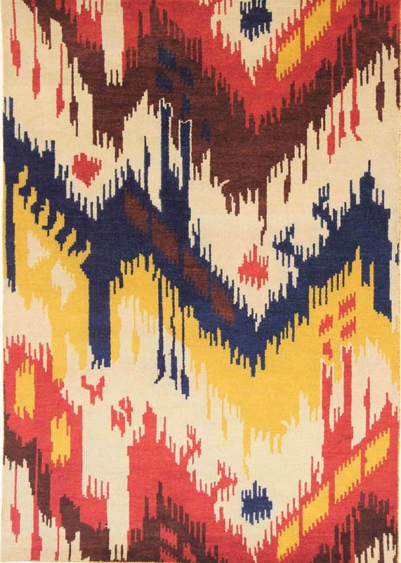 MODERN-IKAT Teppich 237x166 cm - Designer Handgeknüpft Orientteppich