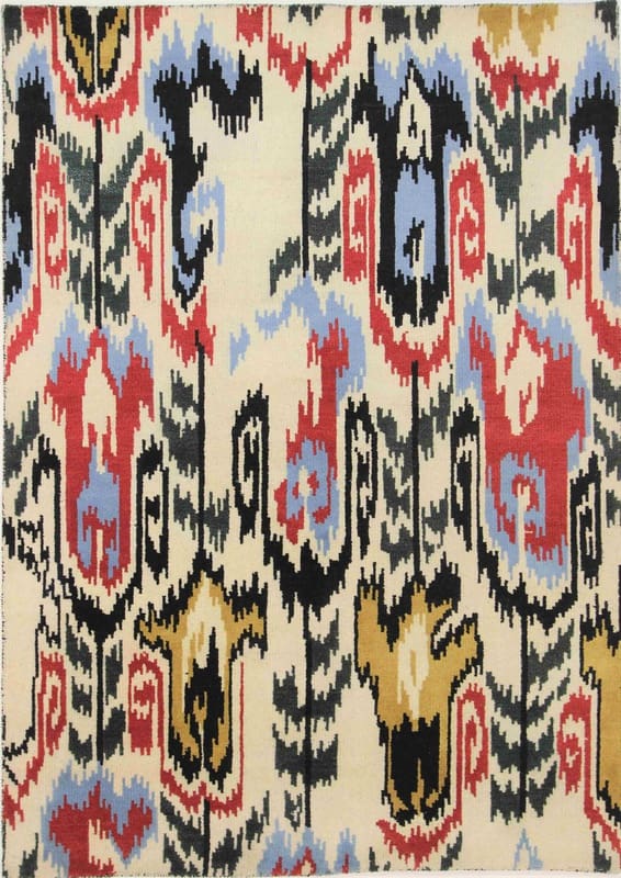 MODERN-IKAT Teppich 241x171 cm - Handgeknüpft, zeitgenössisches Design