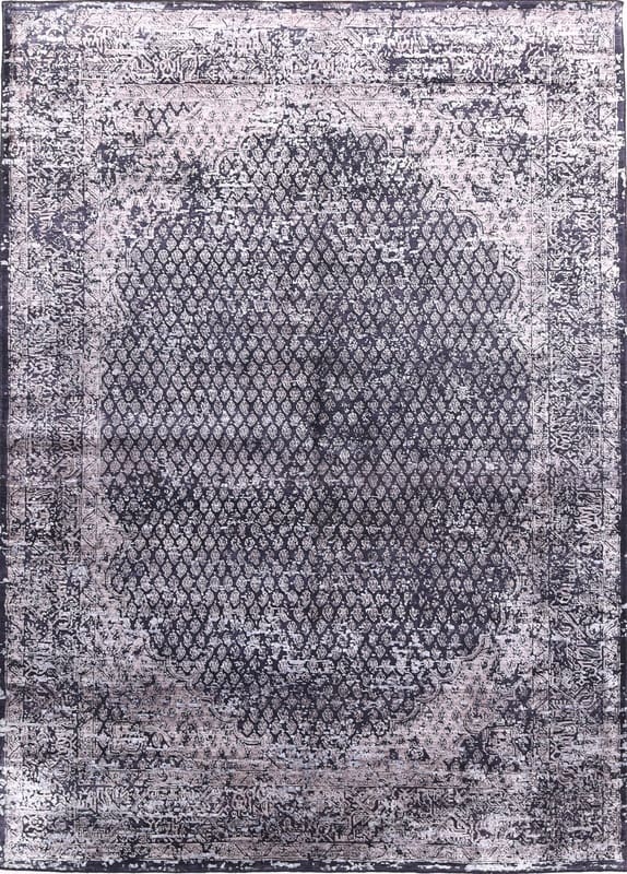 Moderner LOTUS Teppich 244x177 cm, Schwarz, handgeknüpft