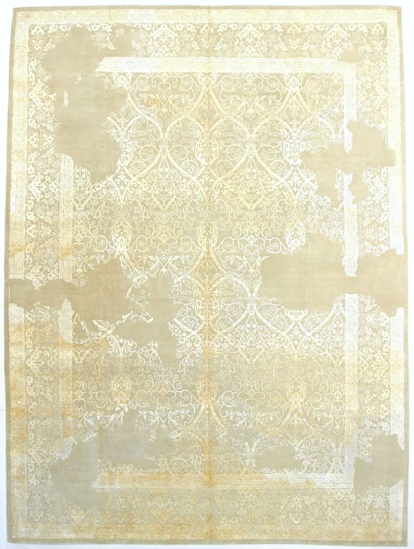 Moderner Lotus-Teppich 415x309 cm, cremefarben, skandinavisch, handgeknüpft