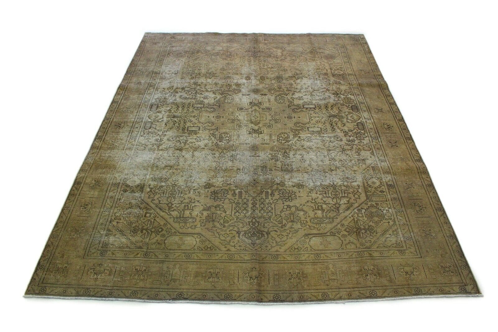Moderner Vintage Orientteppich Beige 382x289cm handgeknüpft