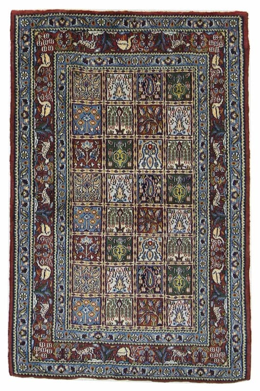 Moud-Teppich 151x96 cm Medaillon-Muster Perserteppich handgeknüpft