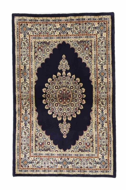 Moud Teppich 159x100 cm Medaillon-Muster handgeknüpft Perserteppich