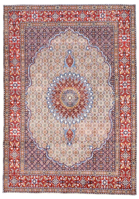 Moud Teppich 243x171 cm, 450.000 Knoten, handgeknüpft, Perserteppich