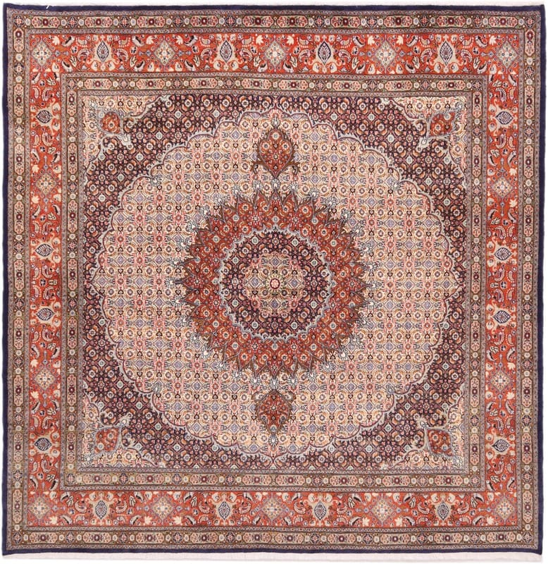 Moud Teppich 257x249 cm, Medaillon-Muster, handgeknüpft, Perserteppich