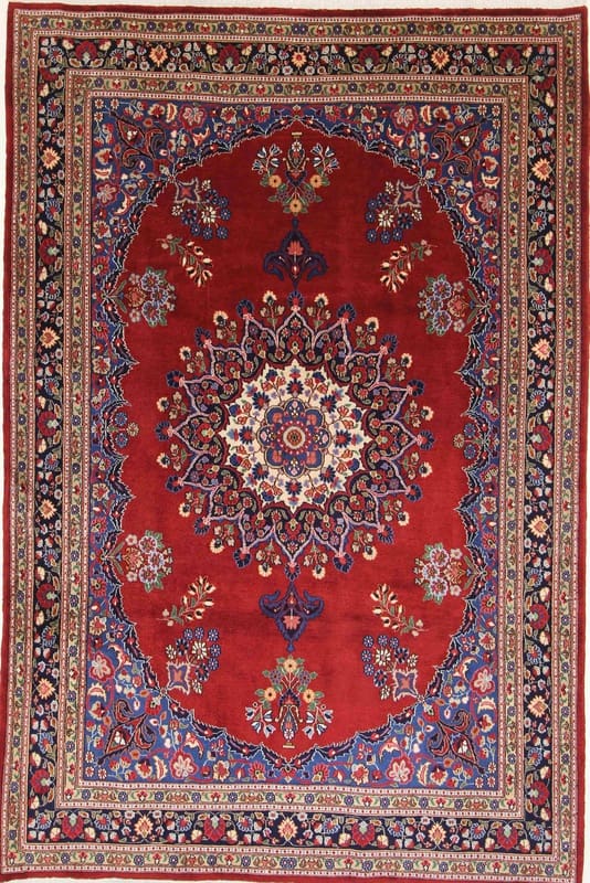 Moud Teppich 303x202 cm, Medaillon-Muster, handgeknüpft, Perserteppich