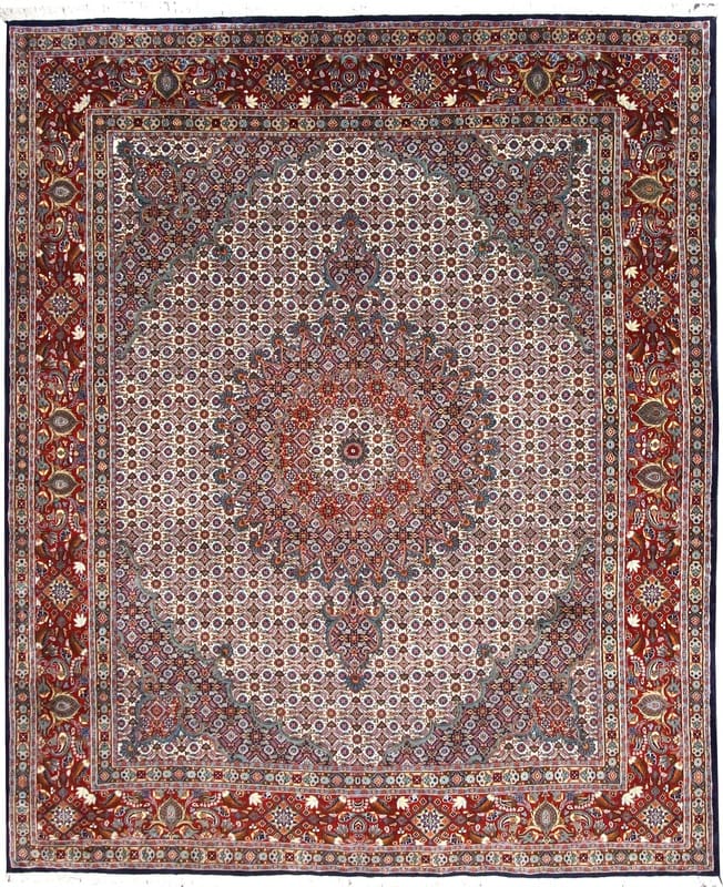 Moud Teppich 308x251 cm, Medaillon-Muster, handgeknüpft, Perserteppich
