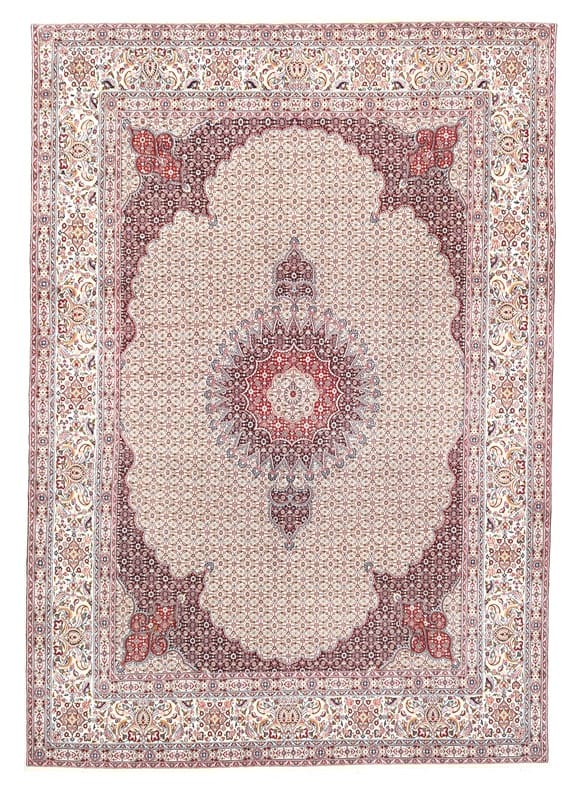 Moud Teppich 348x242 cm Medaillon-Muster Perserteppich handgeknüpft