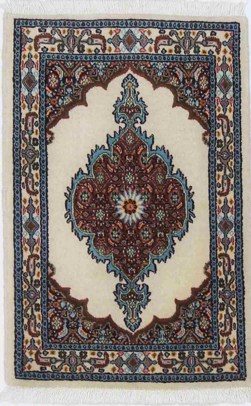 Moud Teppich 88x59 cm Medaillon-Muster Perserteppich handgeknüpft