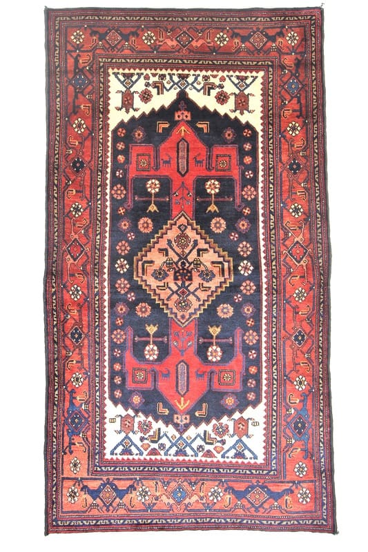Nahavand Teppich 260x141 cm, antik, handgeknüpft, Perserteppich
