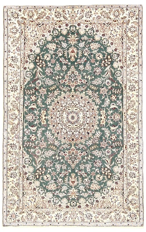 Nain 6 La Orientteppich 180x115 cm, grün-creme, handgeknüpft