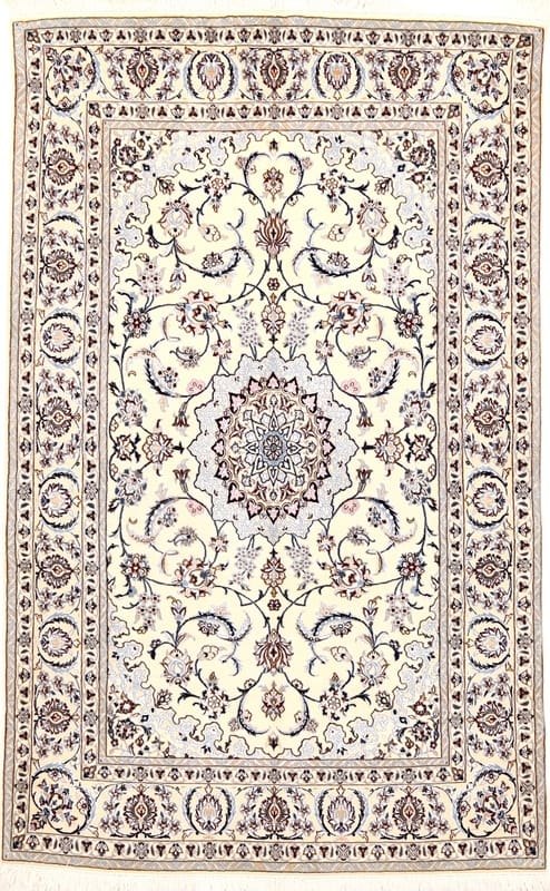 Nain 6 La Orientteppich 184x116 cm in Creme-Pastell, handgeknüpft