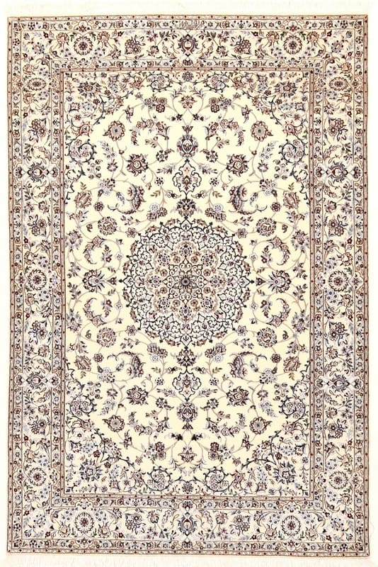 Nain 6La Teppich 216x144 cm, Creme, handgeknüpft, Perserteppich