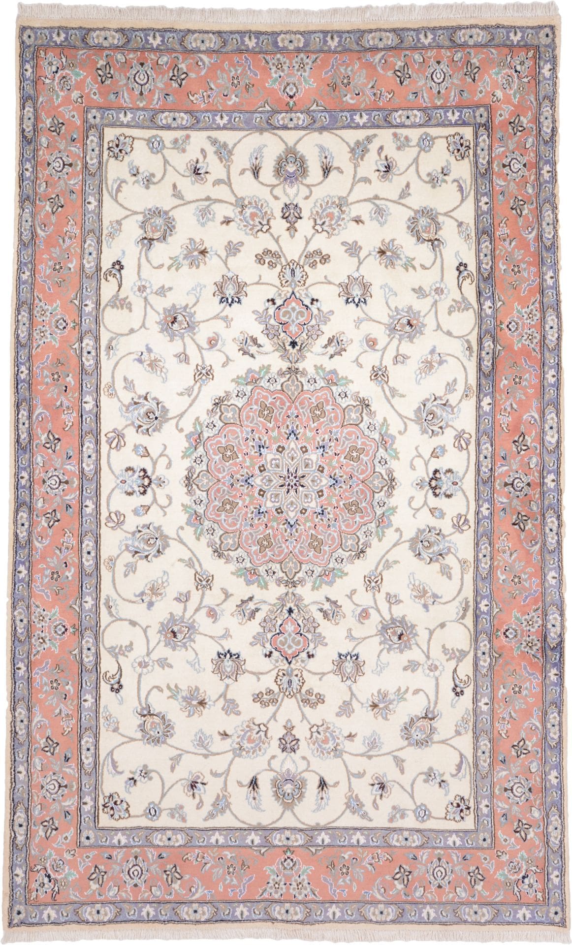 Nain Teppich 198 x 307 cm, florales Design, Schurwolle, handgeknüpft H1