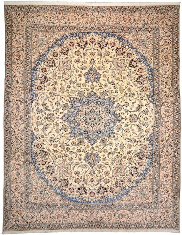 Nain Teppich 324 x 410 cm, florale Muster, handgeknüpft, Perserteppich