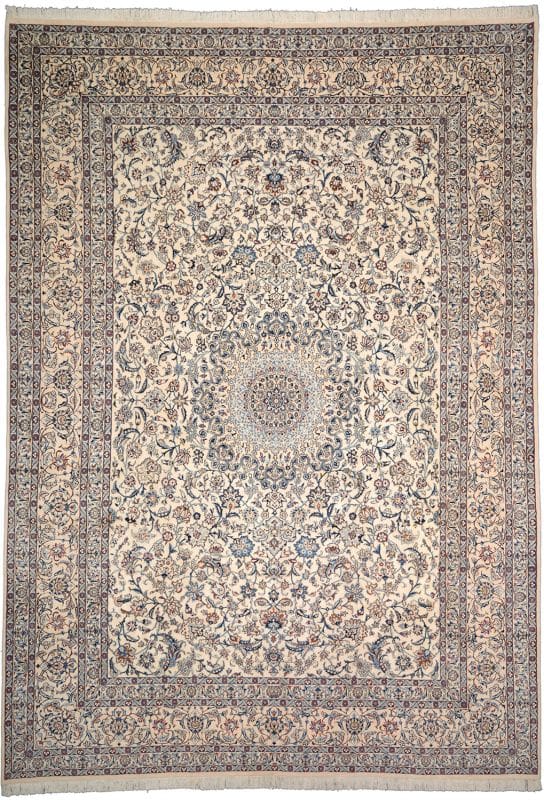 Nain Teppich 349 x 483cm, florales Muster, handgeknüpft, Perserteppich H1