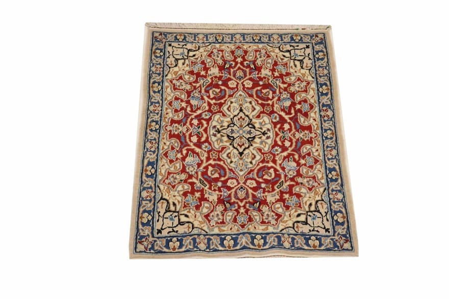 Nain Teppich 85x56 cm, handgeknüpft, feines Muster, Orientteppich