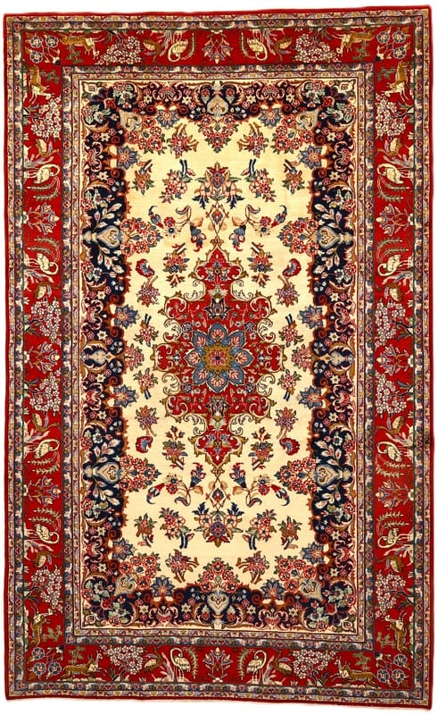 Najafabad Antiker Perserteppich 327x204 cm, florale Muster, handgeknüpft