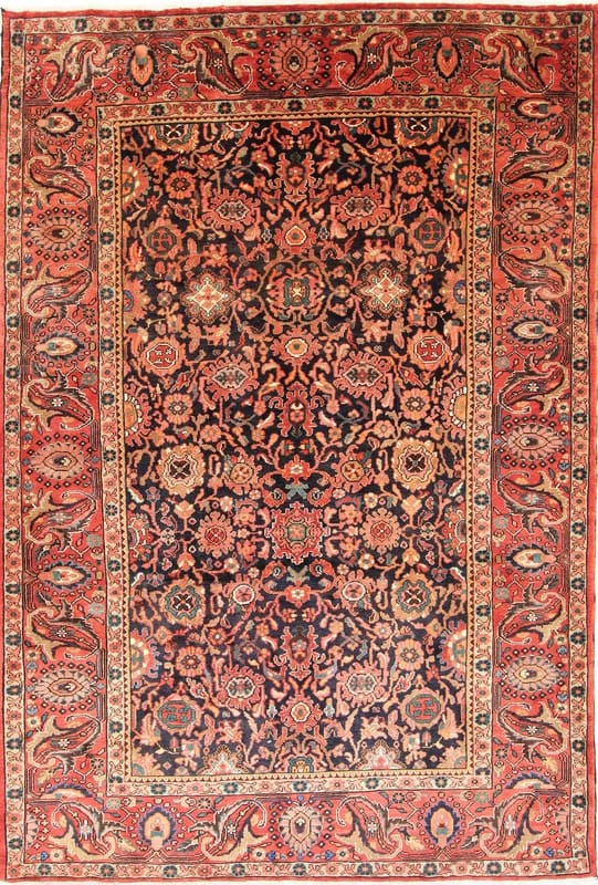 Nanaj Orientteppich 319x219 cm, marineblau, handgeknüpft