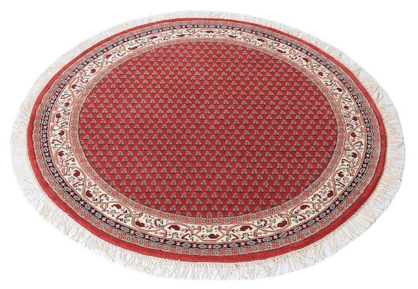 Orientteppich 100x100 cm Rund Rot, 140.000 Knoten, handgeknüpft