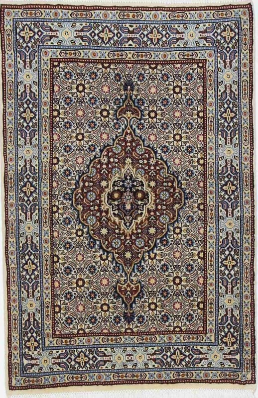 Orientteppich 116x74 cm, handgeknüpft, bunte Muster, Moud