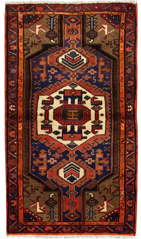 Orientteppich 131x75 cm, Hamadan, 160.000 Knoten/m², handgeknüpft