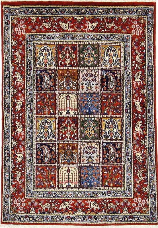 Orientteppich 143x97 cm, Moud, handgeknüpft, traditionelles Muster