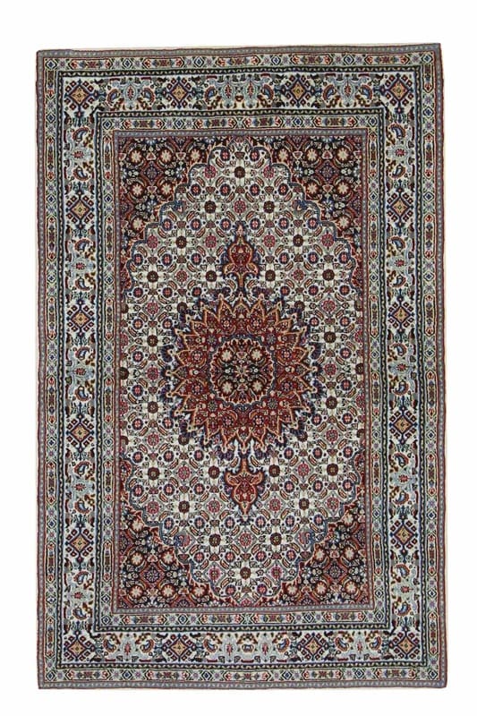 Orientteppich 152x98 cm, handgeknüpft, Moud Muster, vintage Stil