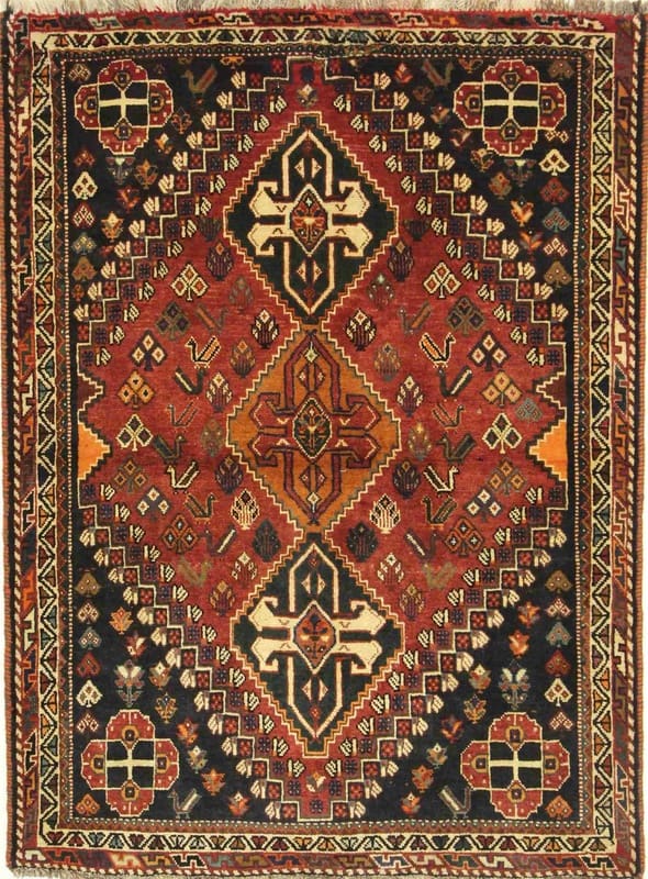 Orientteppich 166x122 cm, Handgeknüpft, Wolle, Rot/Orange, Persisch
