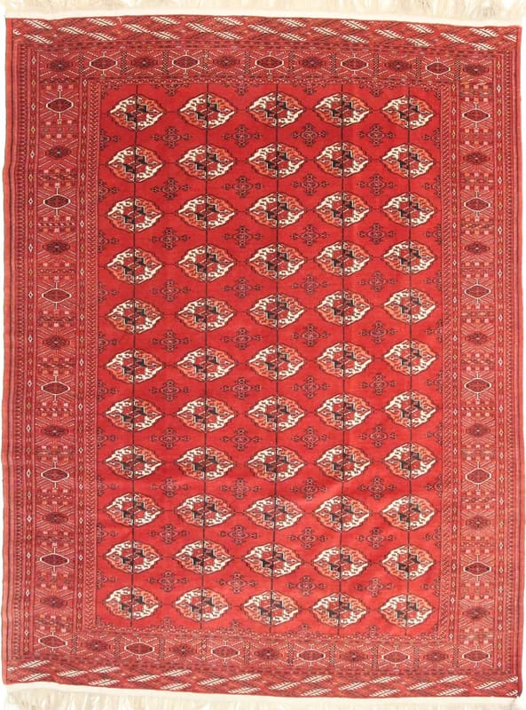 Orientteppich 302x228 cm Turkaman 100% Wolle geometrisches Muster handgeknüpft