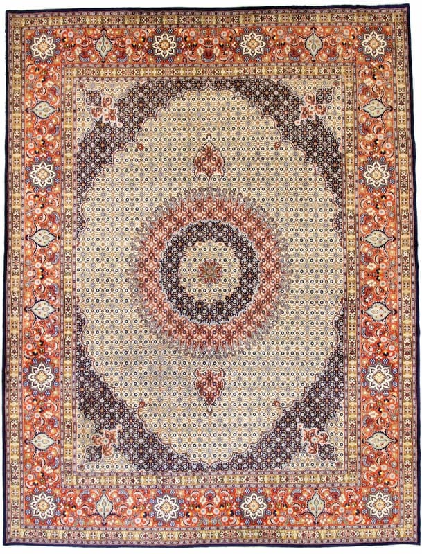 Orientteppich 402x296 cm Moud Medaillon-Muster handgeknüpft H1