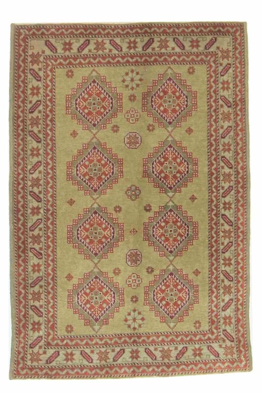 Orientteppich 95x63 cm – Mittelfein geknüpft, Kaukasus-Muster, handgeknüpft