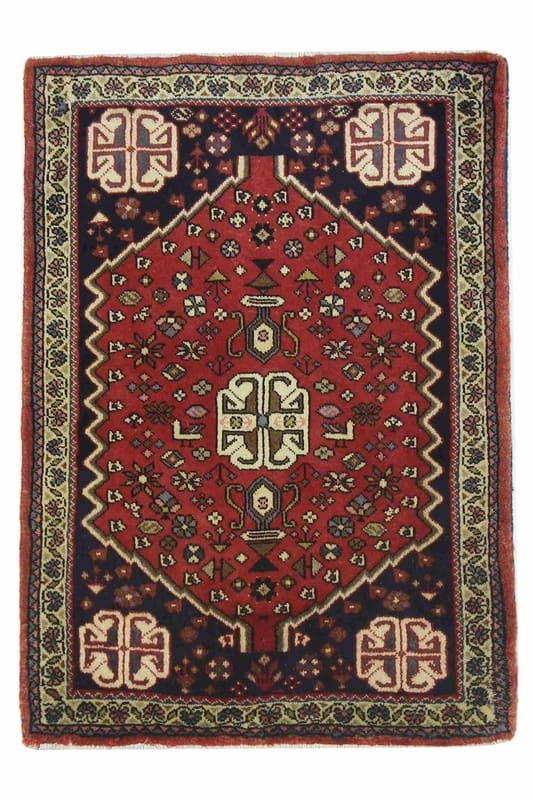 Orientteppich Abadeh 107x76 cm - Sechsecke & Rosetten, handgeknüpft