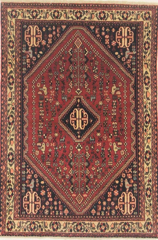 Orientteppich Abadeh 155x105 cm - kräftiges Sechsecken-Muster handgeknüpft