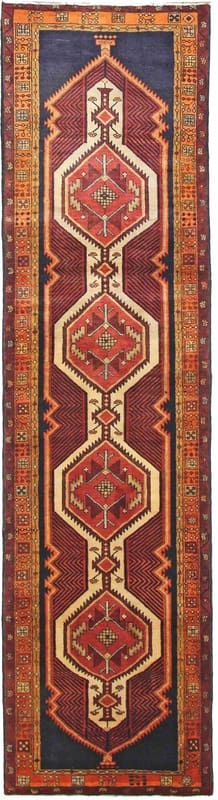 Orientteppich Azarbaeijan 404x106 cm – Kaukasus-Muster, handgeknüpft