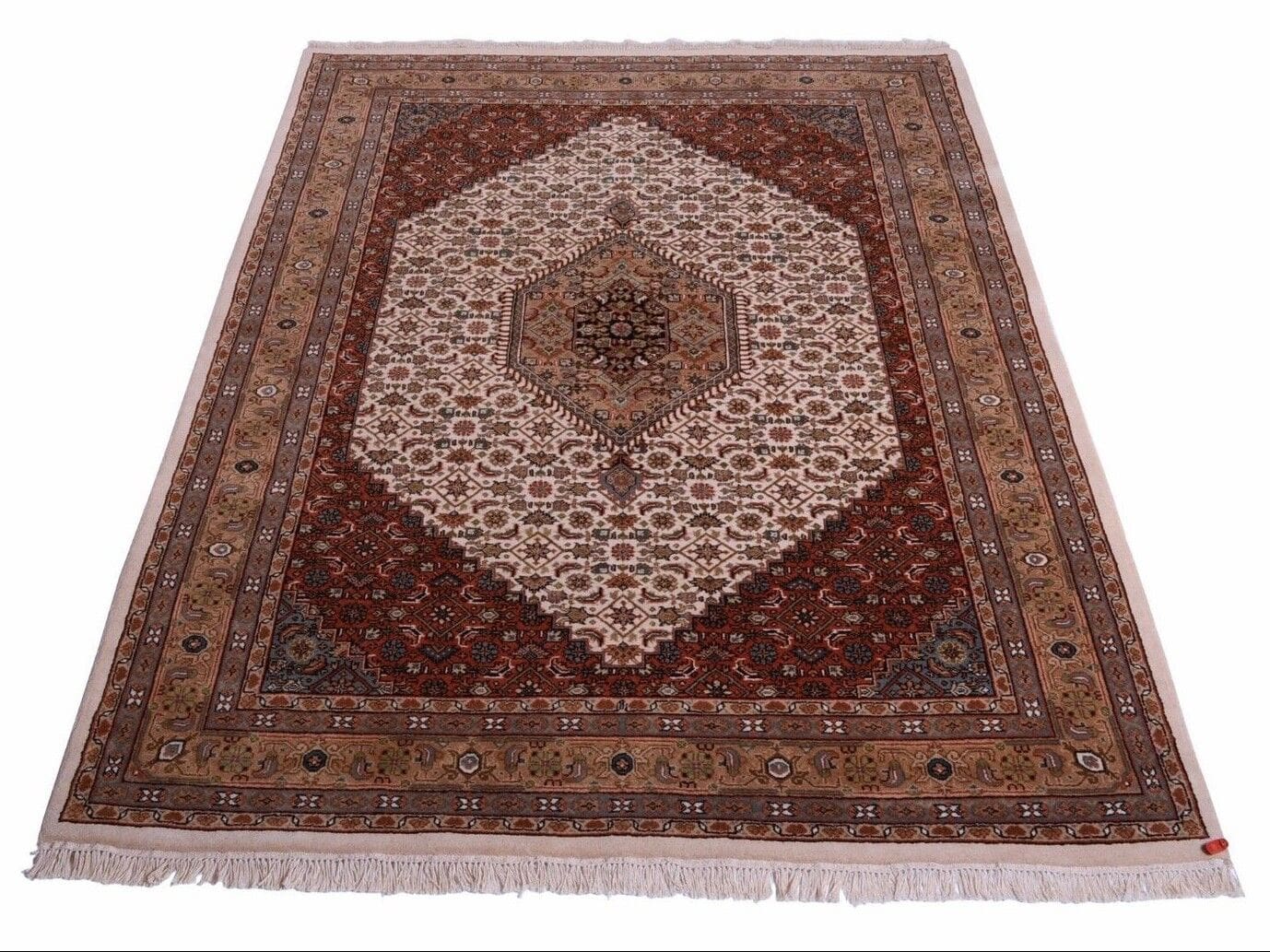 Orientteppich Bidjar 165.000 Knoten, geometrisches Muster, beige, handgeknüpft