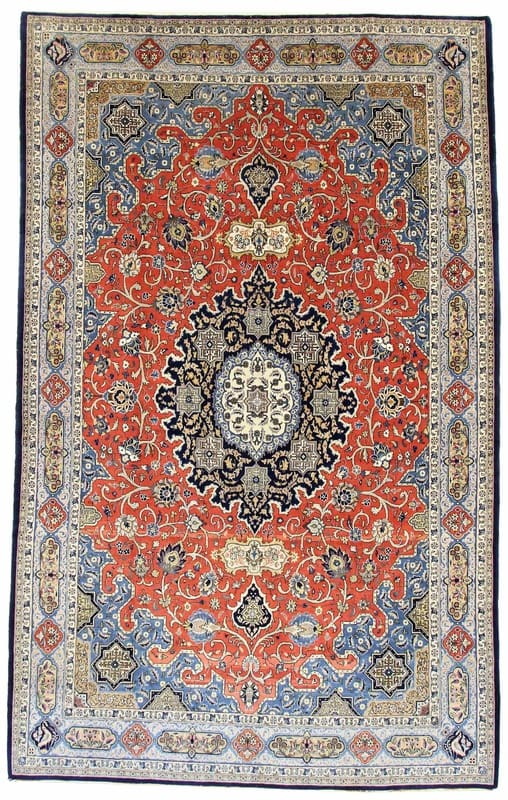 Orientteppich Ghom 347x219 cm, handgeknüpft, feines Muster