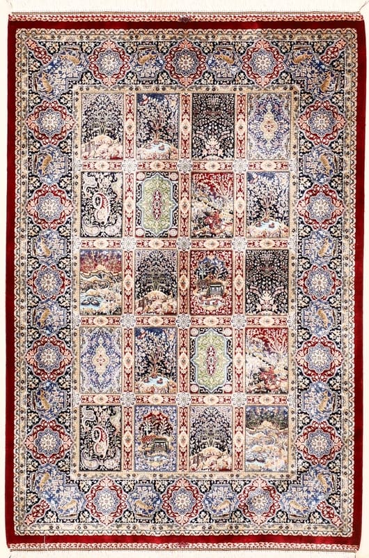 Orientteppich Ghom Design 122x81 cm, handgeknüpft, hochwertig