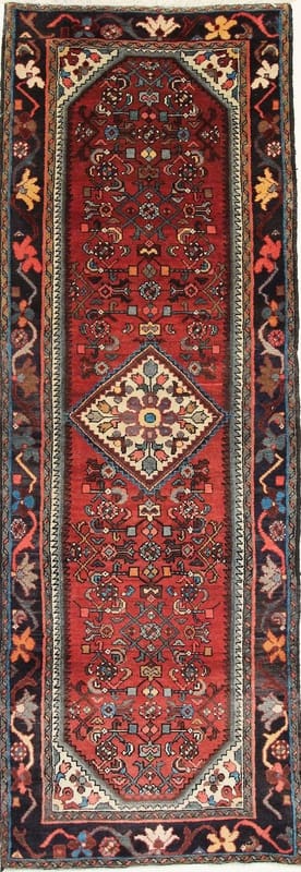 Orientteppich Hamadan 295x106 - Antik, Handgeknüpft, Mehrfarbig