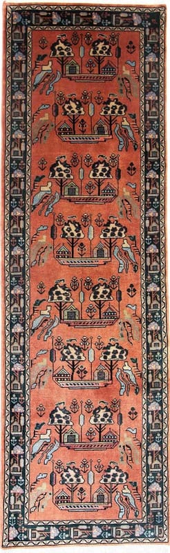 Orientteppich Heriz 282x87cm, handgeknüpft, traditionelles Design