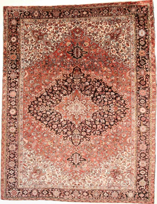 Orientteppich Heriz 380x293 cm - Handgeknüpft, traditionell, rot
