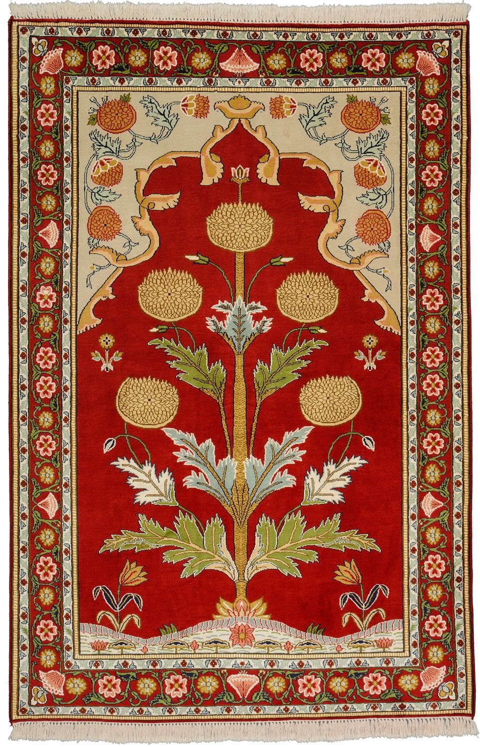 Orientteppich Kashmirseide 128 x 190cm, Pastellfarben, handgeknüpft