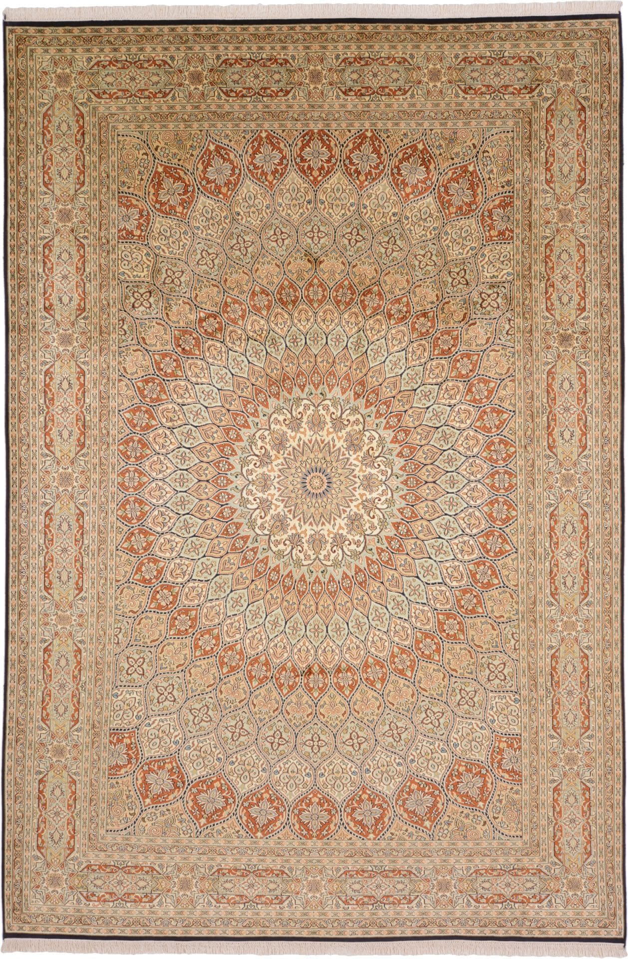Orientteppich Kashmirseide 193 x 285 cm, handgeknüpft, edles Design