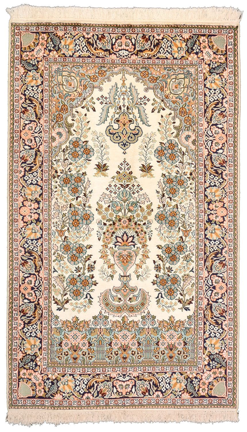 Orientteppich Kashmirseide 95 x 156cm, pastellfarben, handgeknüpft