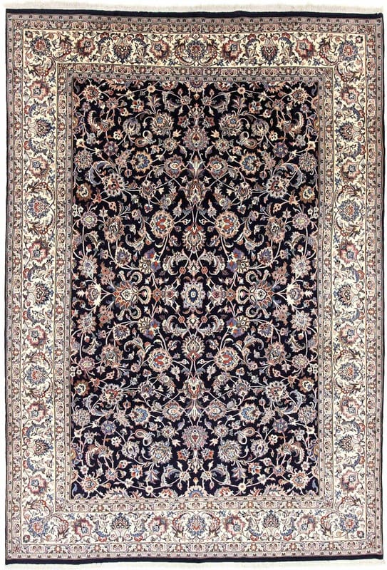 Orientteppich Mashad Sherkat 360x244 cm, rot-blau, handgeknüpft